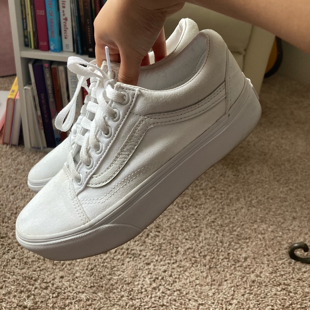 White Old Skool Platform Vans